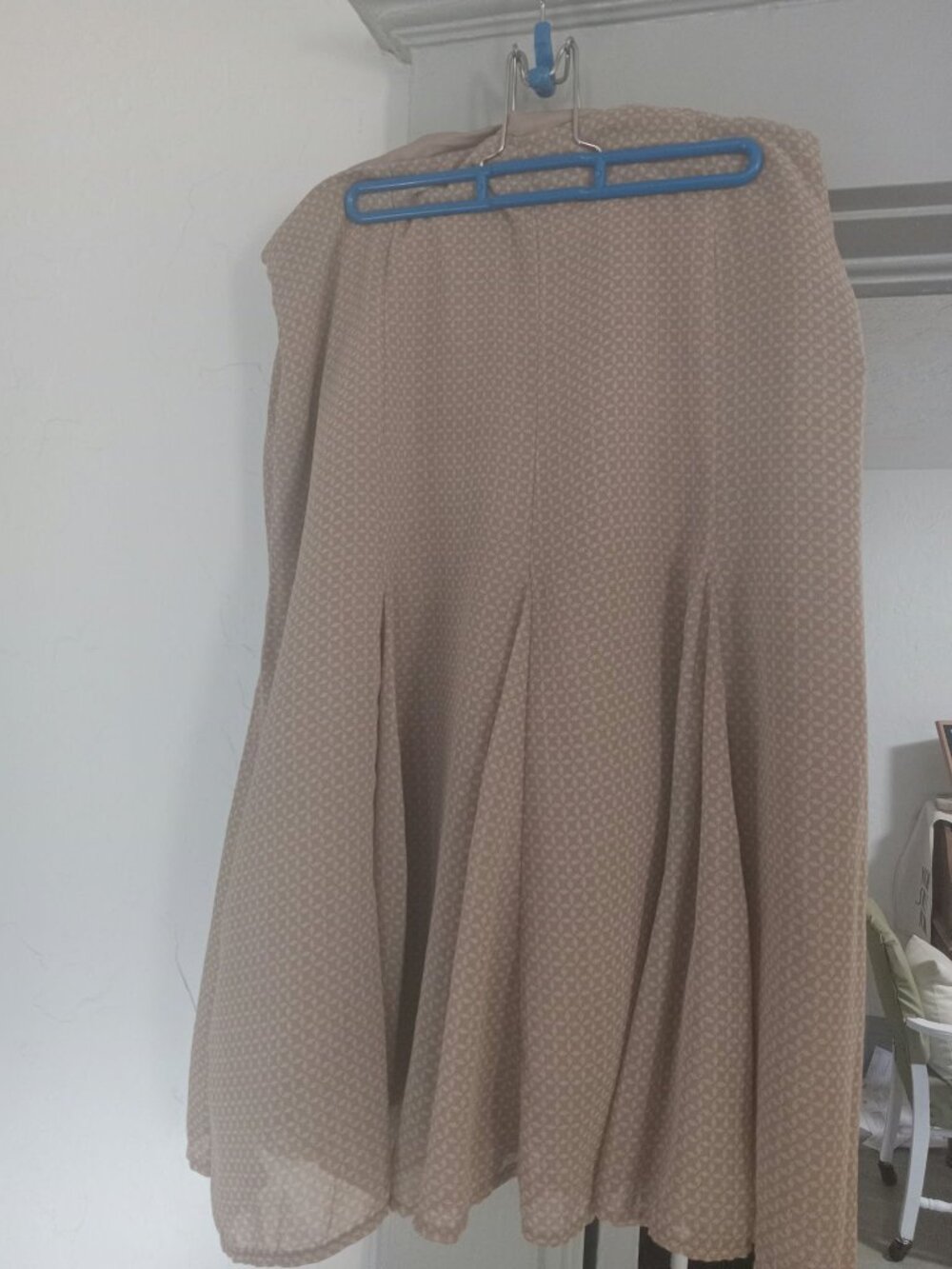 Midi Tan & White Skirt